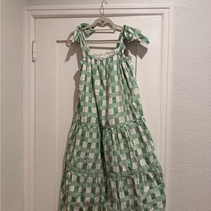Gingham Green and White Women’s Sundress Midi The Drop